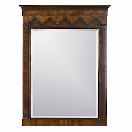 Beveled Vertical Hall Mirror with Crown Moulding